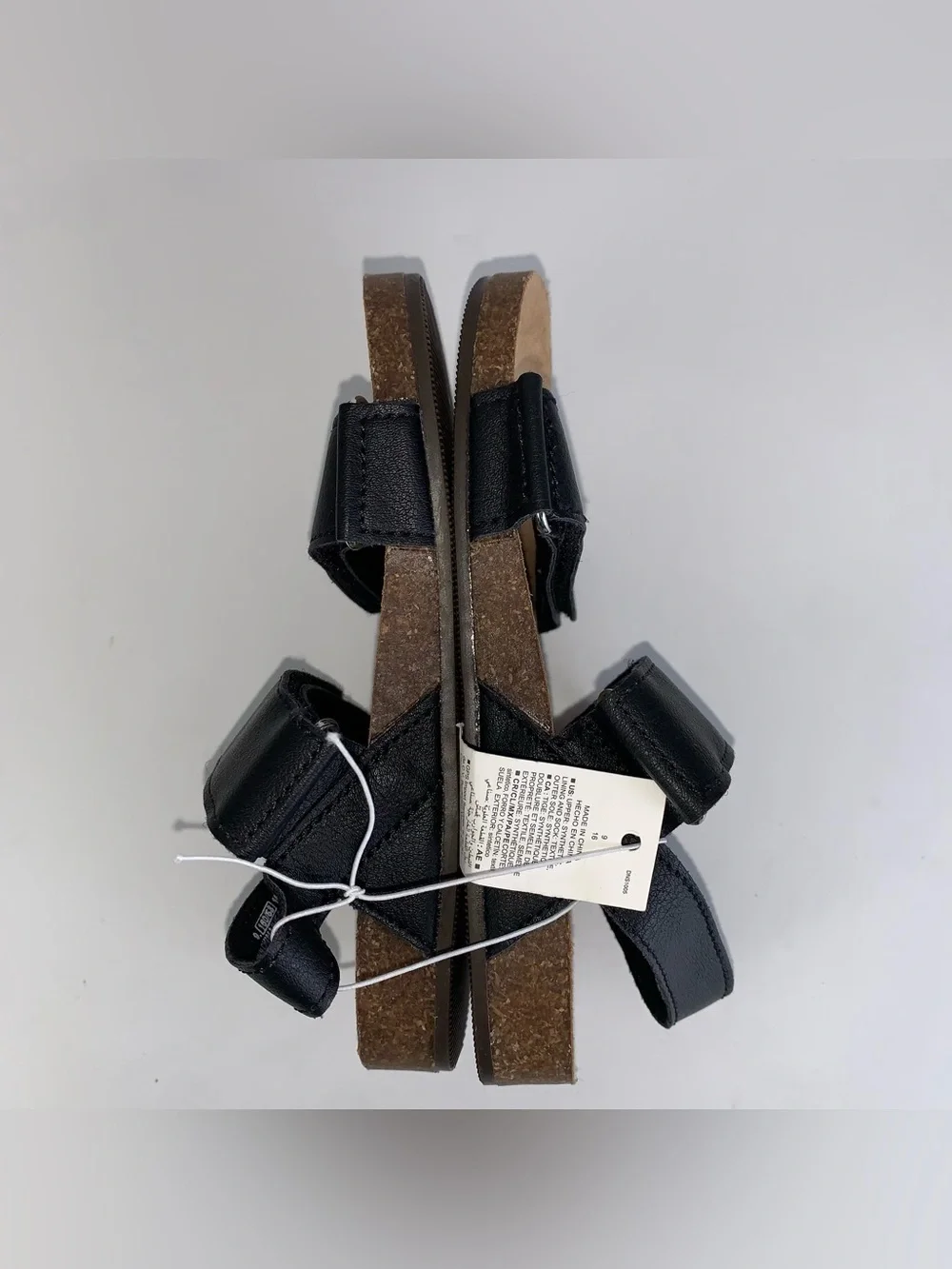 Old Navy PU double strap black sandals girls size 9